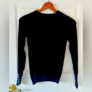 Zara, black, small, cotton sweater with pearl detailing on sleeves.